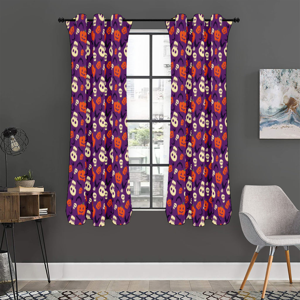 Funny Halloween Pumpkin Pattern Print Curtain