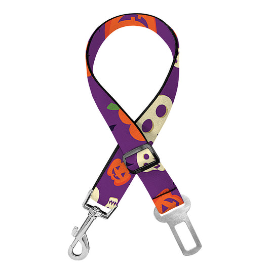 Funny Halloween Pumpkin Pattern Print Dog Seat Belt