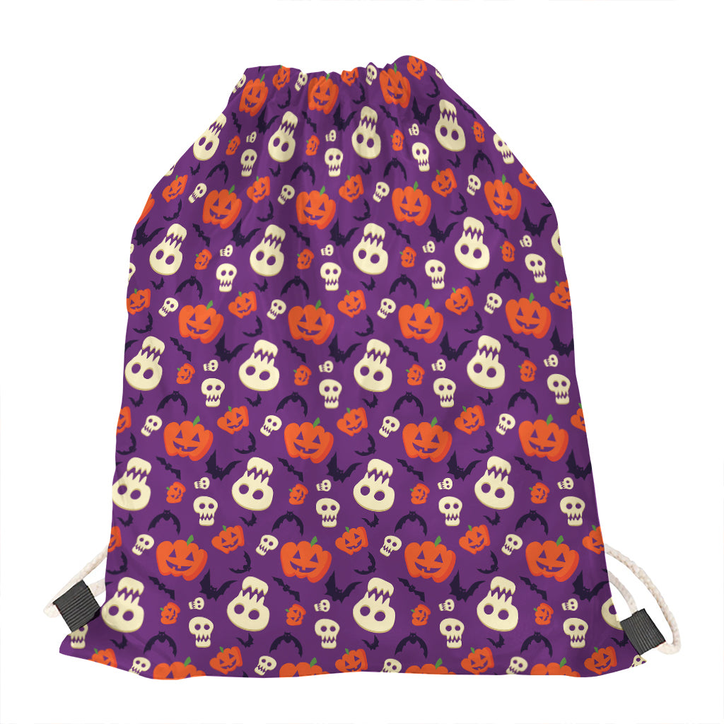 Funny Halloween Pumpkin Pattern Print Drawstring Bag