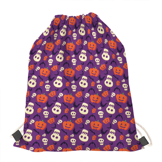 Funny Halloween Pumpkin Pattern Print Drawstring Bag