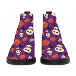 Funny Halloween Pumpkin Pattern Print Flat Ankle Boots