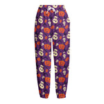 Funny Halloween Pumpkin Pattern Print Fleece Lined Knit Pants