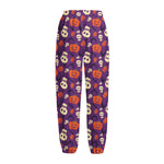 Funny Halloween Pumpkin Pattern Print Fleece Lined Knit Pants