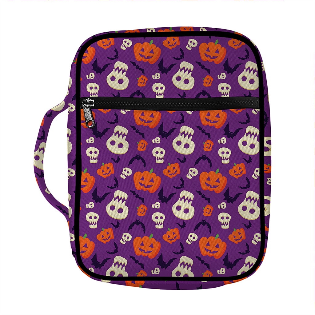 Funny Halloween Pumpkin Pattern Print Front Pocket Bible Bag