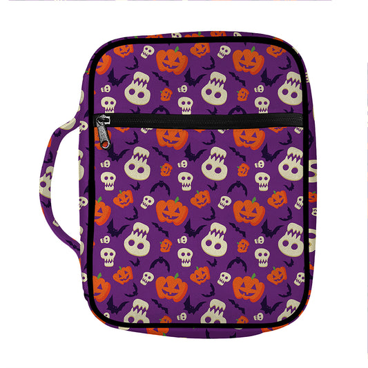 Funny Halloween Pumpkin Pattern Print Front Pocket Bible Bag