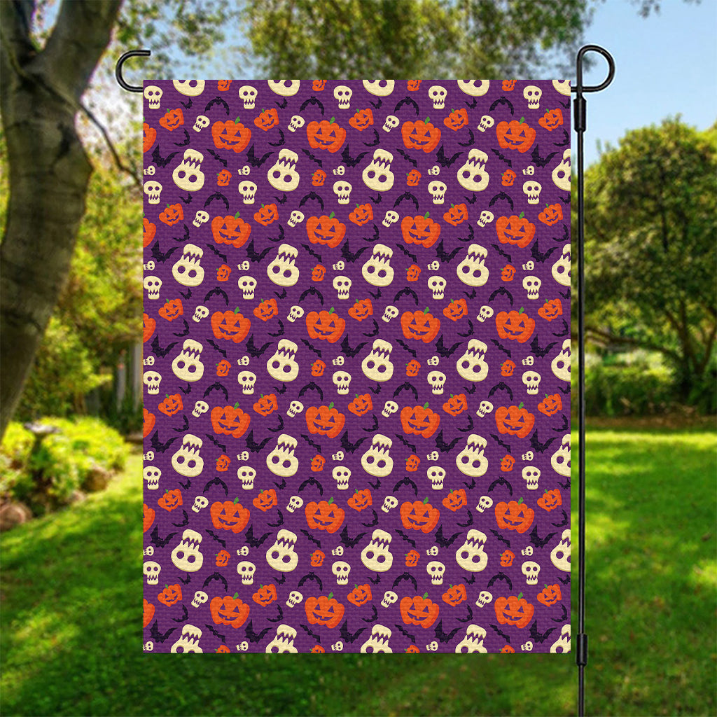 Funny Halloween Pumpkin Pattern Print Garden Flag