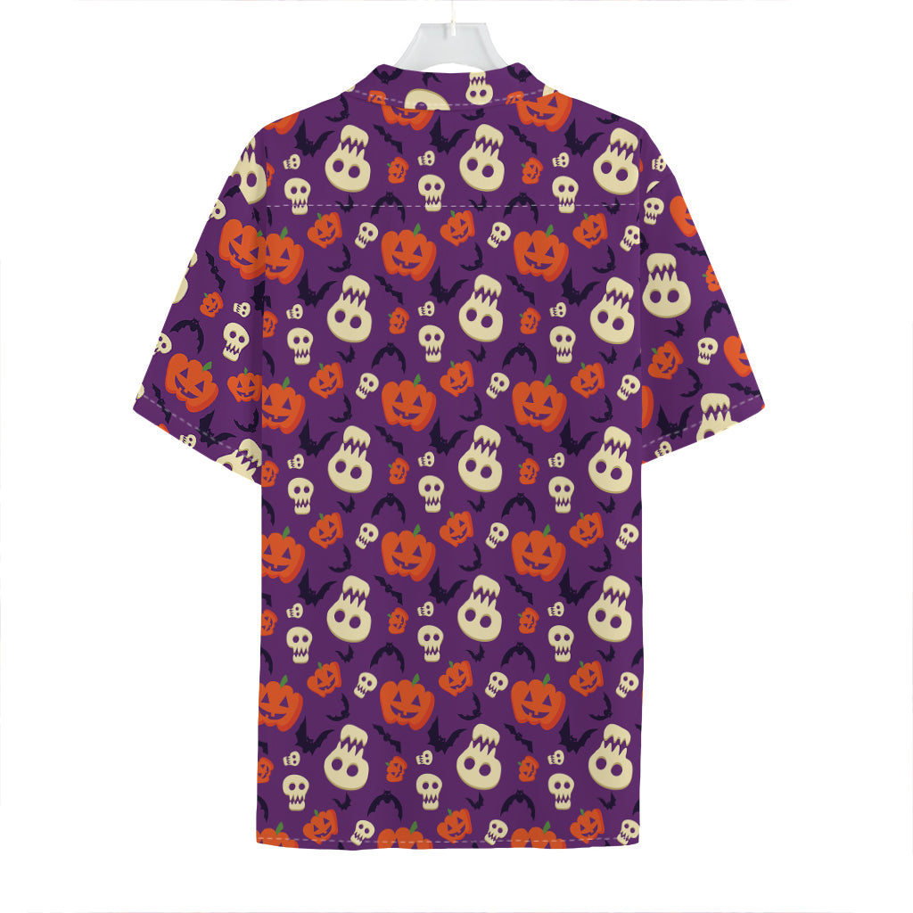 Funny Halloween Pumpkin Pattern Print Hawaiian Shirt