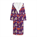 Funny Halloween Pumpkin Pattern Print Hooded Bathrobe
