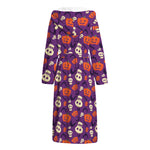 Funny Halloween Pumpkin Pattern Print Hooded Bathrobe