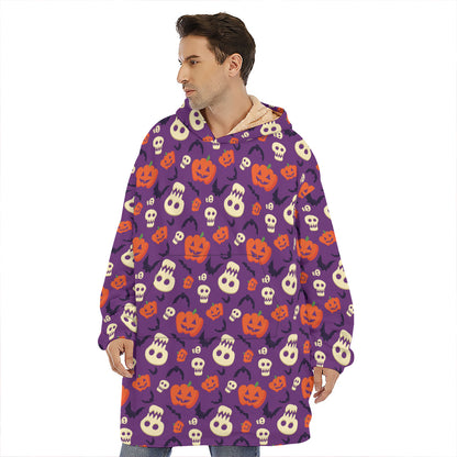 Funny Halloween Pumpkin Pattern Print Hoodie Blanket