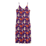 Funny Halloween Pumpkin Pattern Print Jersey Midi Cami Dress