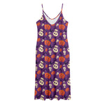 Funny Halloween Pumpkin Pattern Print Jersey Midi Cami Dress