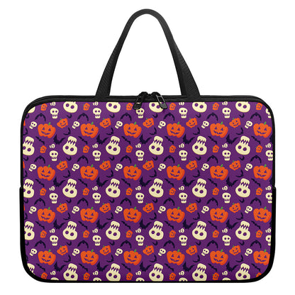 Funny Halloween Pumpkin Pattern Print Laptop Sleeve With Handle