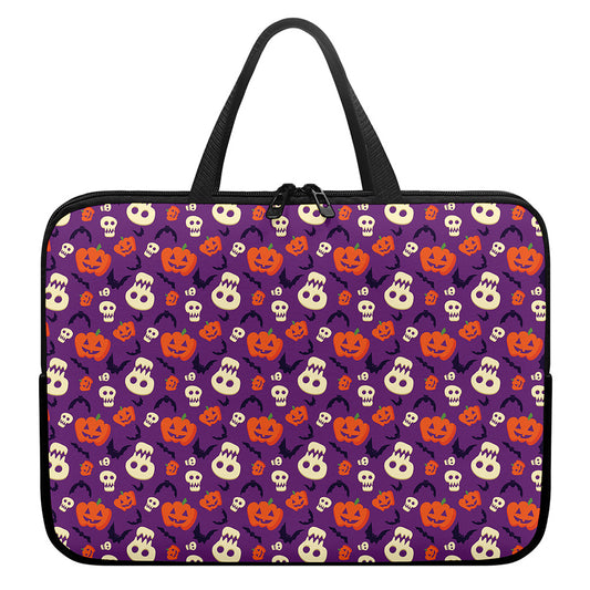Funny Halloween Pumpkin Pattern Print Laptop Sleeve With Handle