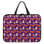 Funny Halloween Pumpkin Pattern Print Laptop Sleeve With Handle