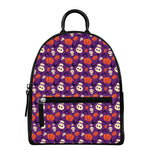 Funny Halloween Pumpkin Pattern Print Leather Backpack