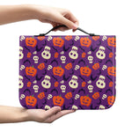 Funny Halloween Pumpkin Pattern Print Leather Bible Cover