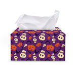 Funny Halloween Pumpkin Pattern Print Leather Tissue Box Cover