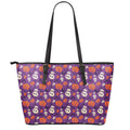 Funny Halloween Pumpkin Pattern Print Leather Tote Bag With Zipper