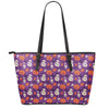 Funny Halloween Pumpkin Pattern Print Leather Tote Bag