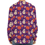 Funny Halloween Pumpkin Pattern Print Long Sleeve Baseball Jersey