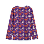 Funny Halloween Pumpkin Pattern Print Long Sleeve Short Coat