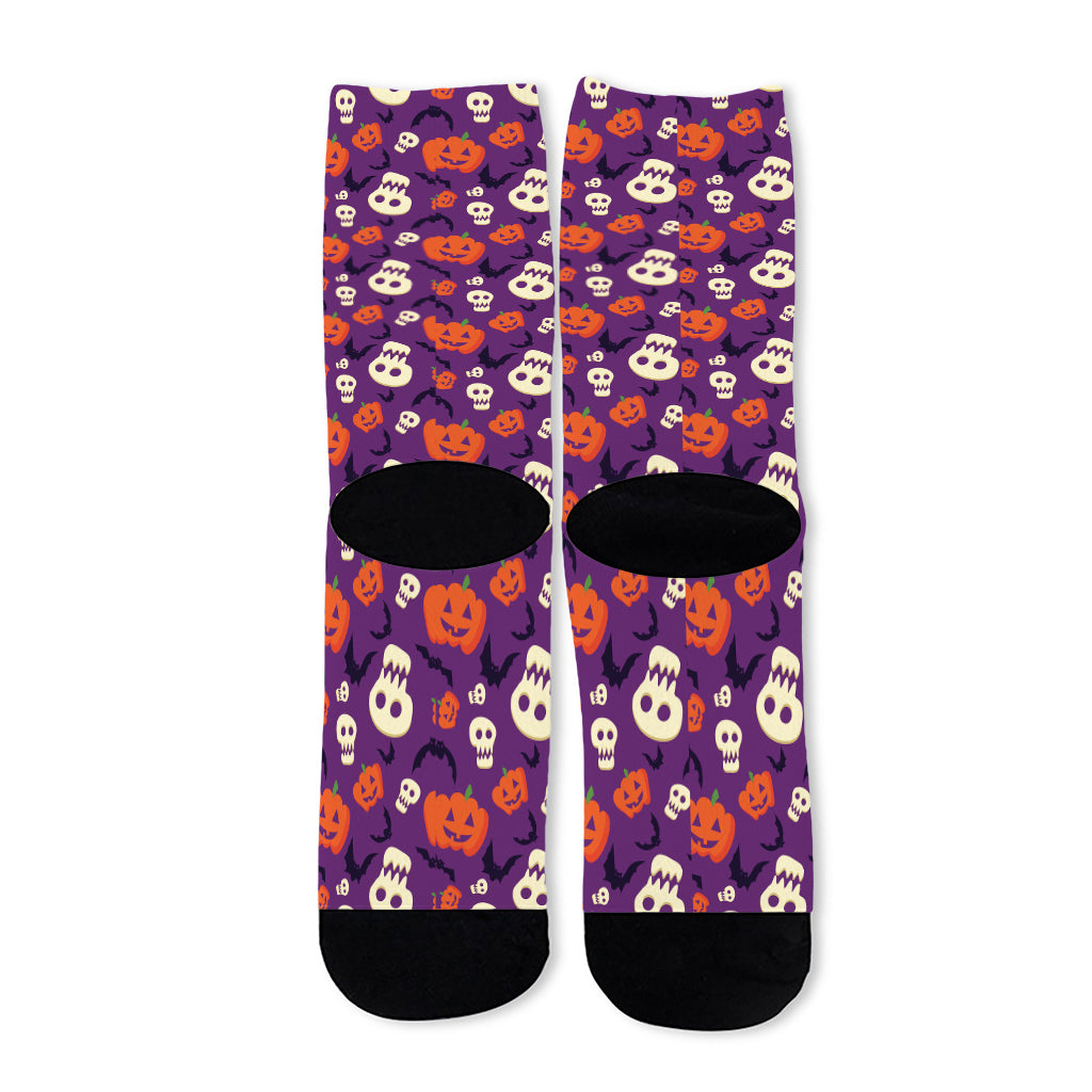 Funny Halloween Pumpkin Pattern Print Long Socks