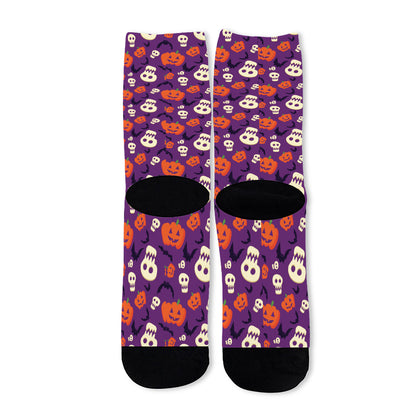 Funny Halloween Pumpkin Pattern Print Long Socks