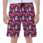 Funny Halloween Pumpkin Pattern Print Men's Beach Shorts