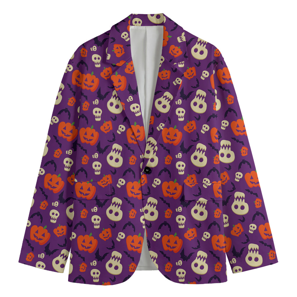 Funny Halloween Pumpkin Pattern Print Men's Blazer