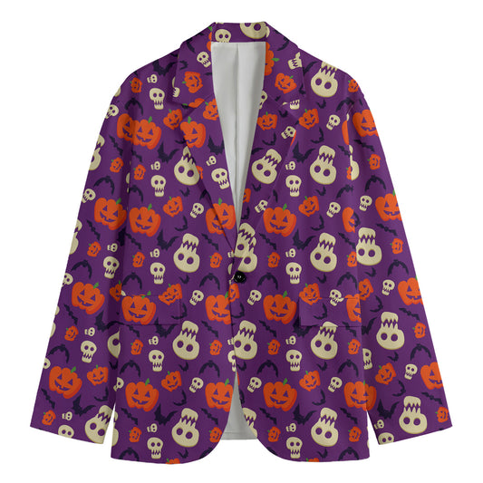 Funny Halloween Pumpkin Pattern Print Men's Blazer