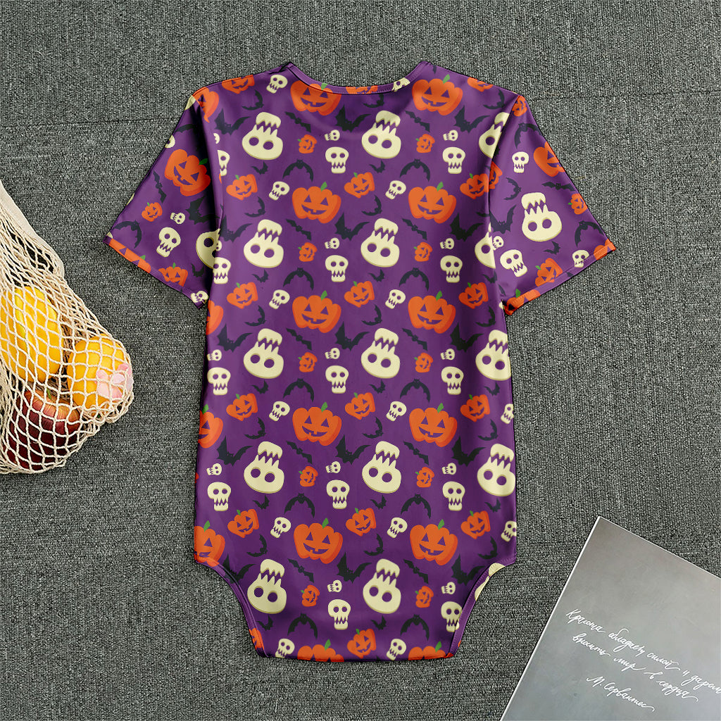 Funny Halloween Pumpkin Pattern Print Men's Bodysuit
