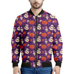Funny Halloween Pumpkin Pattern Print Men's Bomber Jacket