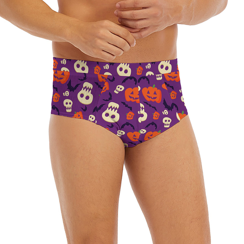 Funny Halloween Pumpkin Pattern Print Men's Briefs