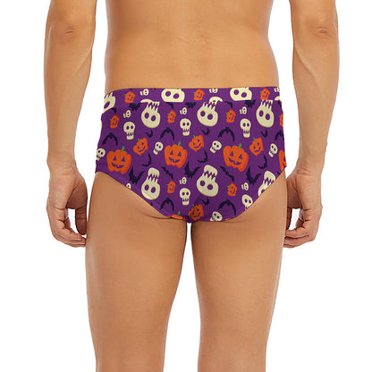 Funny Halloween Pumpkin Pattern Print Men's Briefs