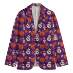 Funny Halloween Pumpkin Pattern Print Men's Cotton Blazer
