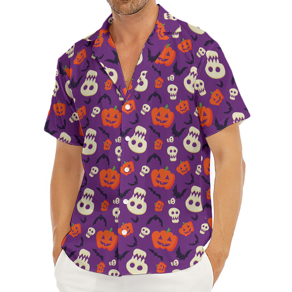 Funny Halloween Pumpkin Pattern Print Men's Deep V-Neck Shirt