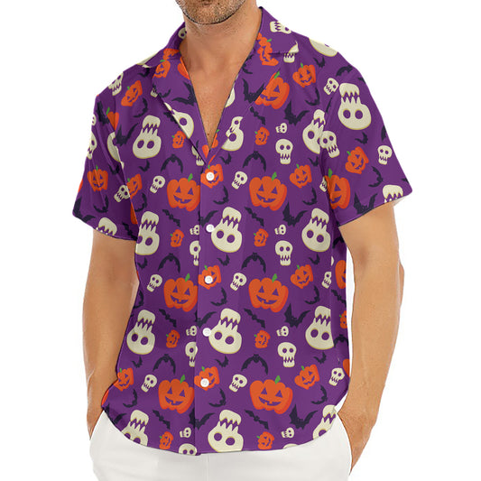 Funny Halloween Pumpkin Pattern Print Men's Deep V-Neck Shirt