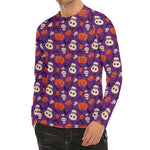 Funny Halloween Pumpkin Pattern Print Men's Long Sleeve Rash Guard