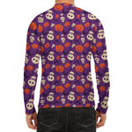 Funny Halloween Pumpkin Pattern Print Men's Long Sleeve Rash Guard
