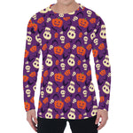 Funny Halloween Pumpkin Pattern Print Men's Long Sleeve T-Shirt