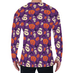 Funny Halloween Pumpkin Pattern Print Men's Long Sleeve T-Shirt