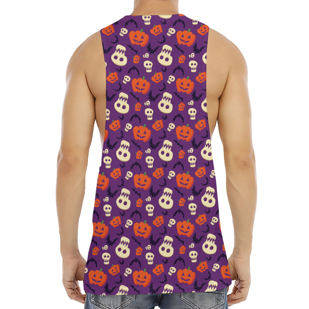 Funny Halloween Pumpkin Pattern Print Men's Muscle Tank Top