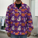 Funny Halloween Pumpkin Pattern Print Men's Shirt Jacket