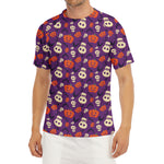 Funny Halloween Pumpkin Pattern Print Men's Short Sleeve Rash Guard
