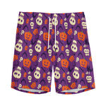 Funny Halloween Pumpkin Pattern Print Men's Sports Shorts