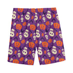 Funny Halloween Pumpkin Pattern Print Men's Sports Shorts