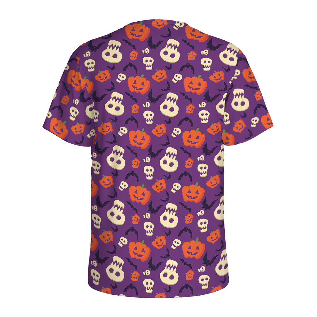Funny Halloween Pumpkin Pattern Print Men's Sports T-Shirt