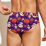 Funny Halloween Pumpkin Pattern Print Men's Swim Briefs