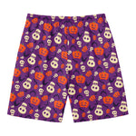 Funny Halloween Pumpkin Pattern Print Men's Swim Trunks